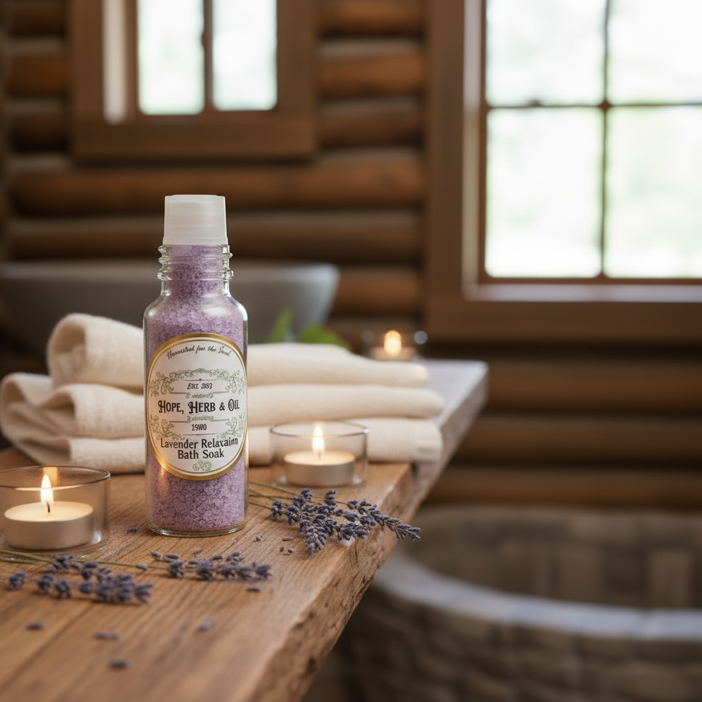 Lavender Relaxation Bath Soak - with Eucalyptus Mint Bath Salts label style
