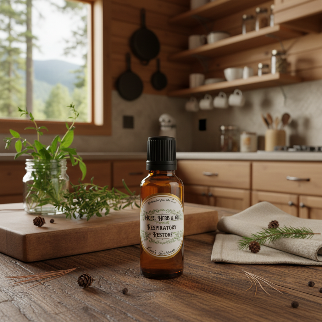 Respiratory Restore - with circular Hope Herb & Oil label