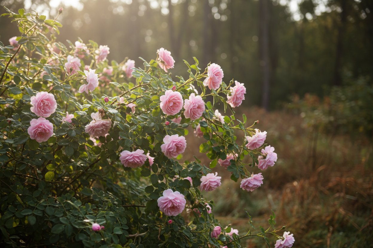 Wild rosebush in nature
